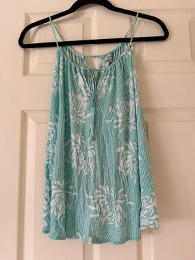 Kismet Mint Green and White Floral Spaghetti-Strap tank top